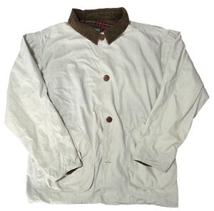 Vintage American Eagle Outfitters Barn Jacket XL Tan Canvas Plaid Lined Corduroy